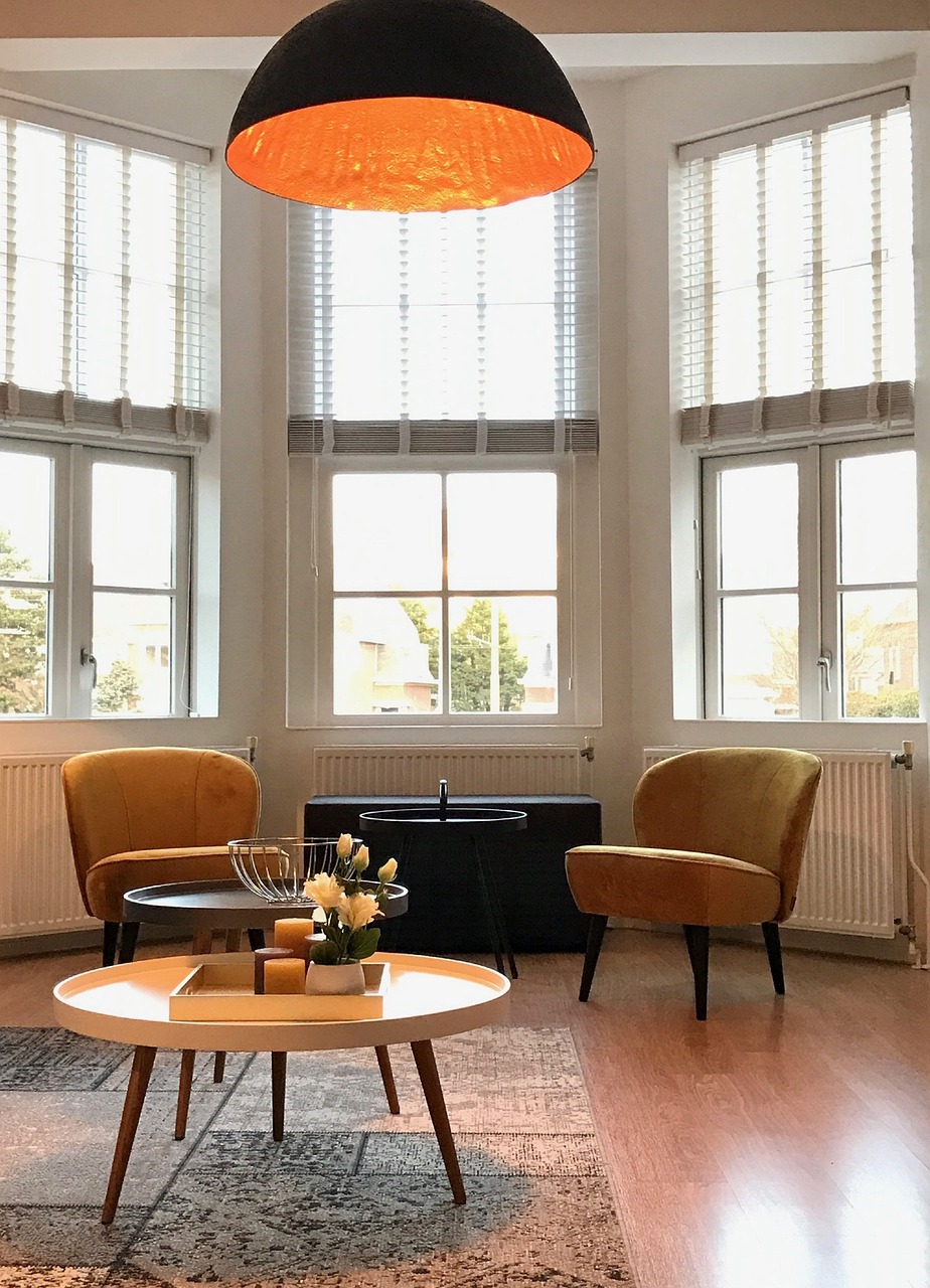 yellow chairs, living room, lamp-3610597.jpg